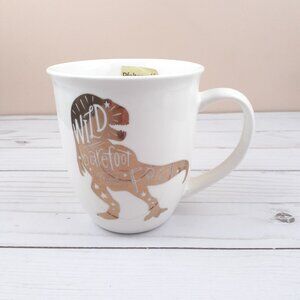 Pfaltzgraff Porcelain Coffee Mug Cup TRex Gold Wild Barefoot Free